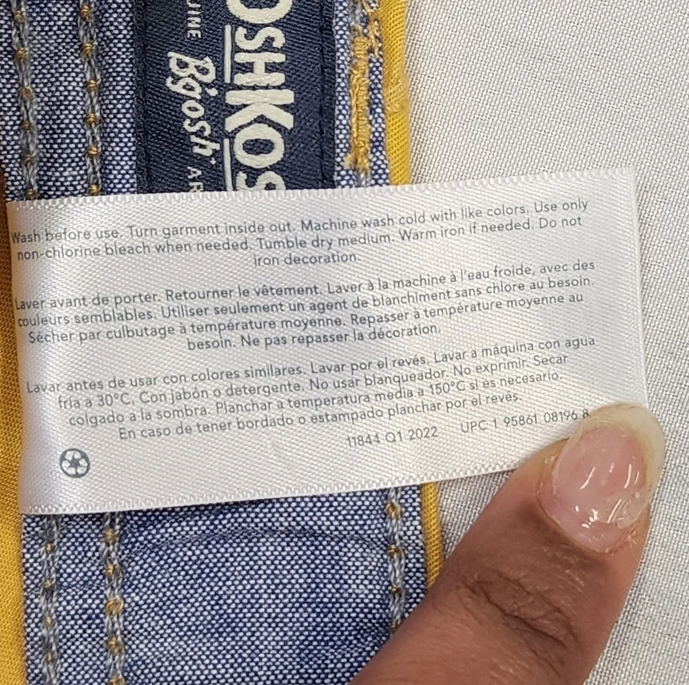 OshKosh B'gosh Boys Shorts Yellow Adjustable Waist NWT Size 10